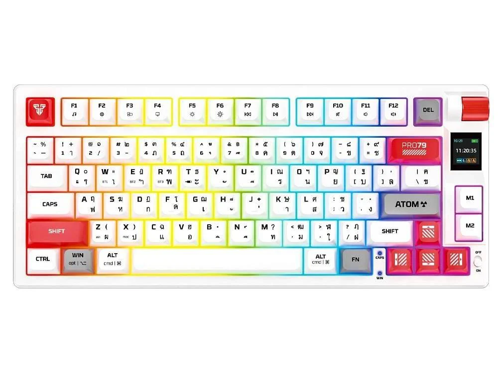 Fantech MK917 Atom Pro 75% Hot-Swap Display Screen Wireless Red Switch Mechanical White Keyboard - Image 3