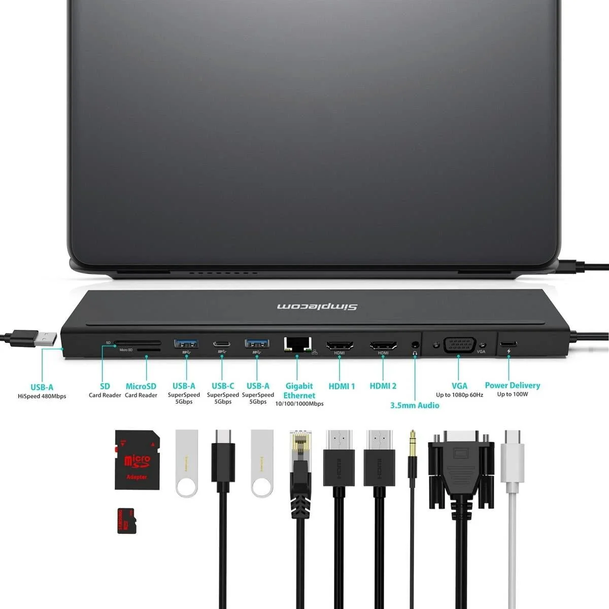 Simplecom CHN622 USB-C 12-in-1 Multiport Docking Station - Image 4